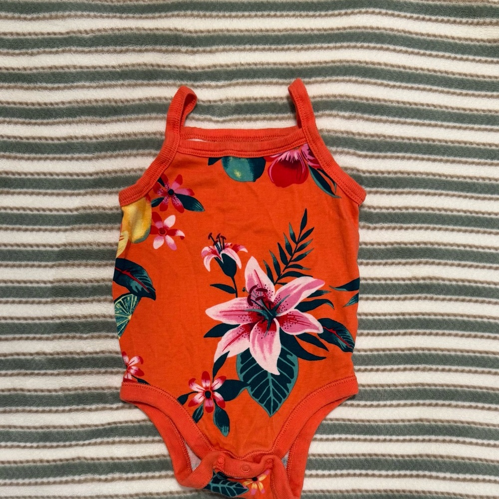 Old Navy Orange Floral Kids Bodysuit